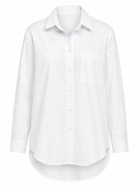 A.N.A Womens White Button-Up Long-Sleeve Shirt Medium 98% Cotton 2% Spandex